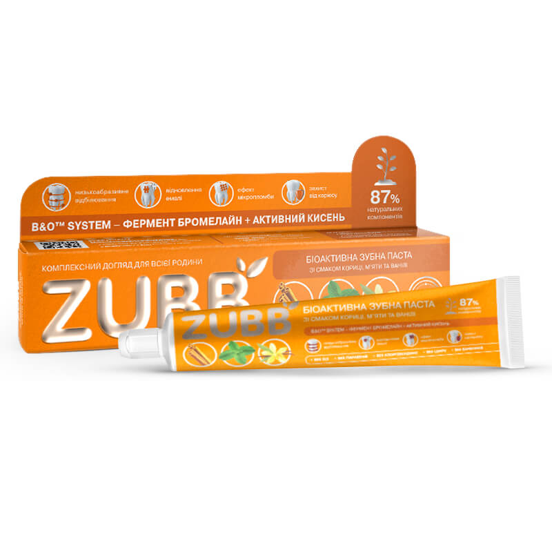 Біоактивна зубна паста ZUBB зі смаком кориці, м'яти і ванілі